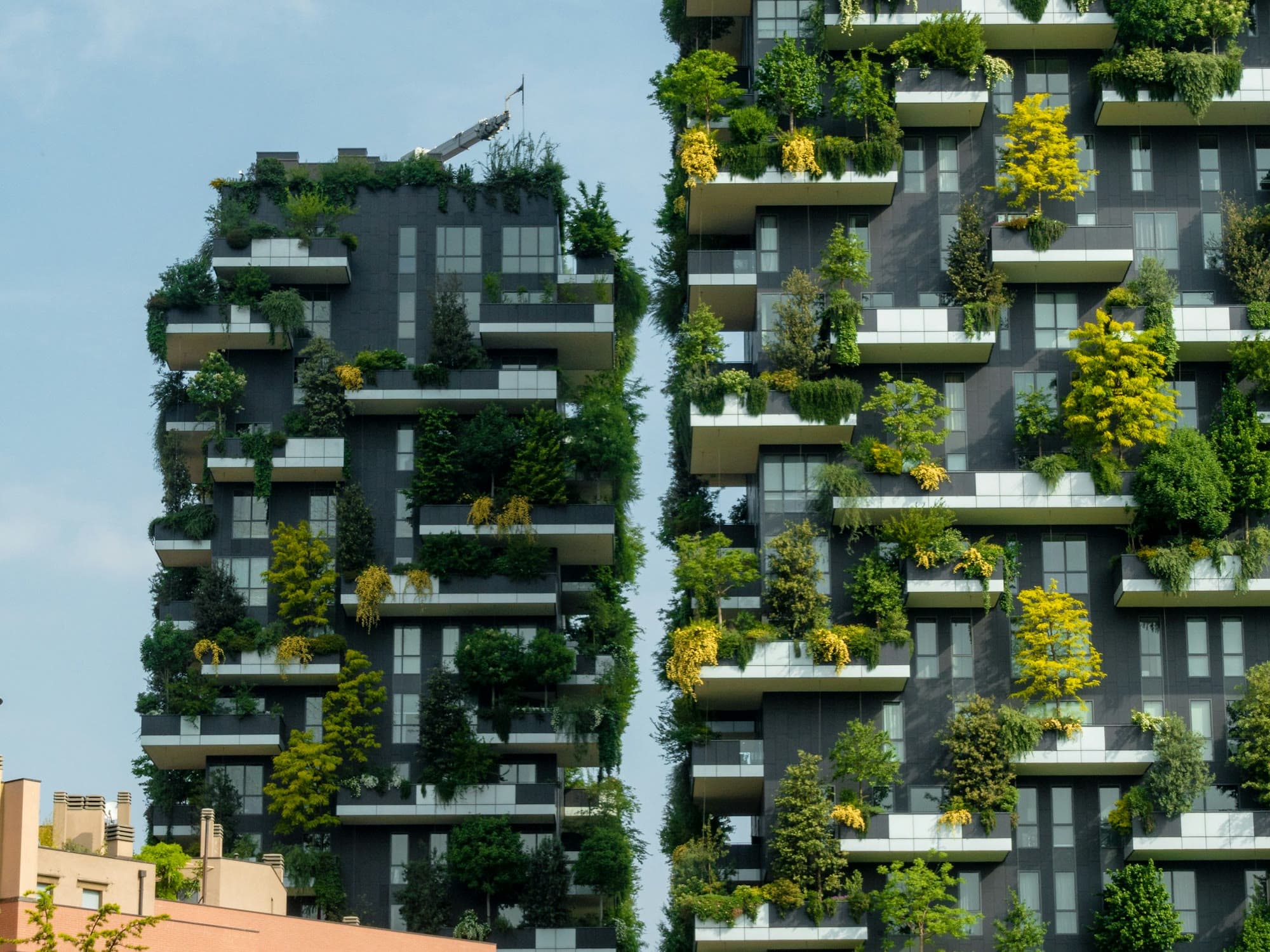 Le due torri del Bosco Verticale, coperte di alberi